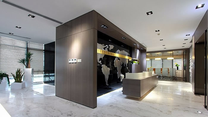 高端寫(xiě)字樓辦公室前臺(tái)空間設(shè)計(jì)效果圖