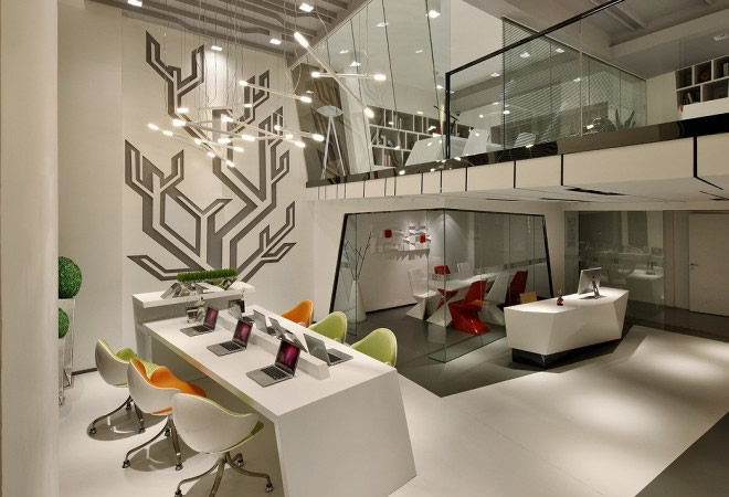 高端網(wǎng)絡科技辦公室-大廳整體效果圖