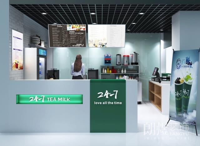 高顏值的奶茶店鋪門面效果圖