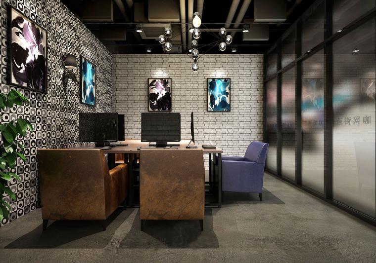 復(fù)古網(wǎng)咖競技區(qū)裝修設(shè)計效果圖 