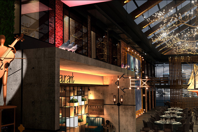 工業(yè)風(fēng)廠房餐廳裝修設(shè)計效果圖欣賞