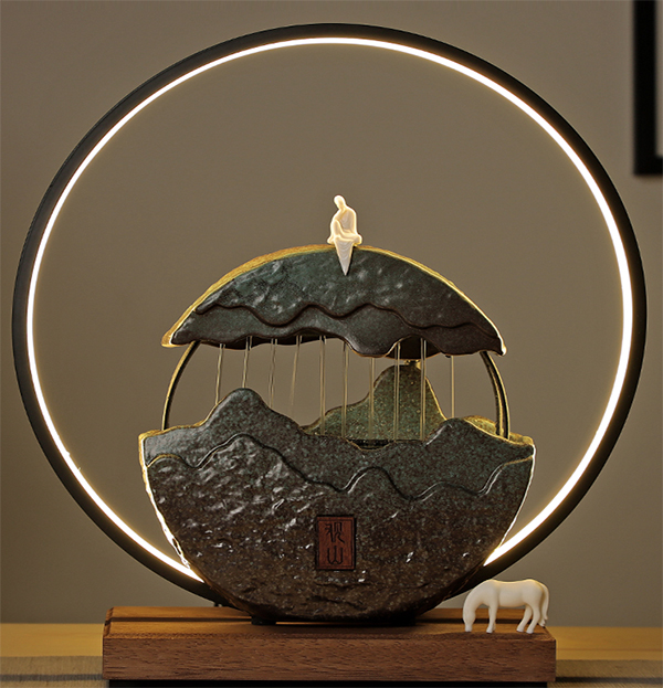 辦公室裝飾品觀山流水圖片