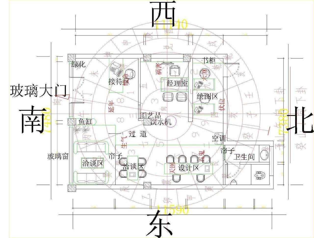 公司財(cái)務(wù)室財(cái)位風(fēng)水演示圖